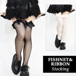 Footwear>ACDC RAG Fishnet & Ribbon Stockings