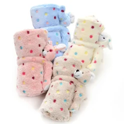 Dakko Multi-Color Polka Dot Doll Blanket New