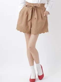 Bottoms>earth music&ecology Embroided Hem Culottes