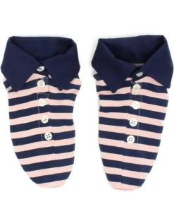 ERIMAKI SOX Pink x Navy Striped Socks New