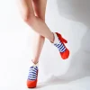 Footwear>ERIMAKI SOX White x Blue Striped Socks
