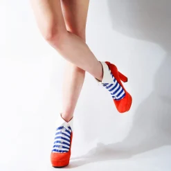 Footwear>ERIMAKI SOX White x Blue Striped Socks
