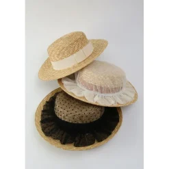 Honey Salon Dot Tulle Boater Clearance