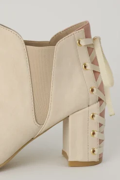 Honey Salon Lace-Up Booties (Light Beige) Discount
