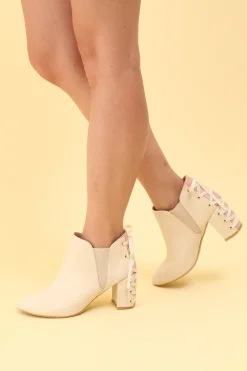 Honey Salon Lace-Up Booties (Light Beige) Discount