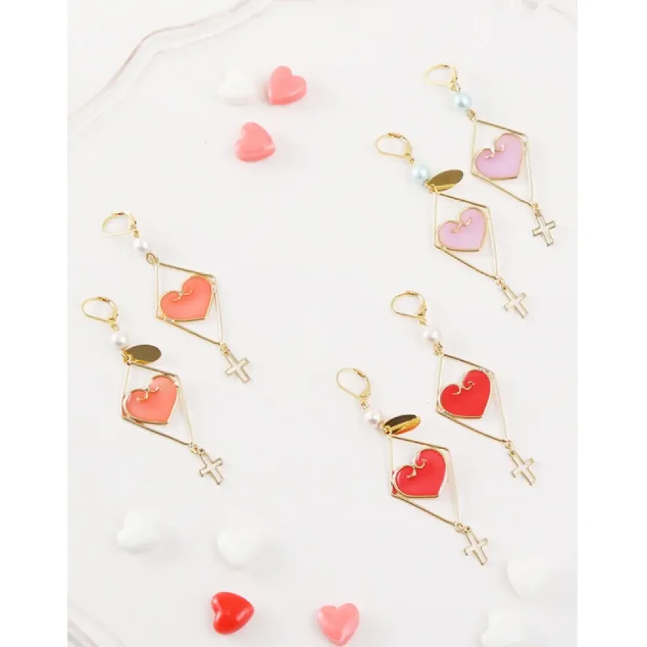 Jewelry & Hair Accessories>Honey Salon Love Cross Earrings