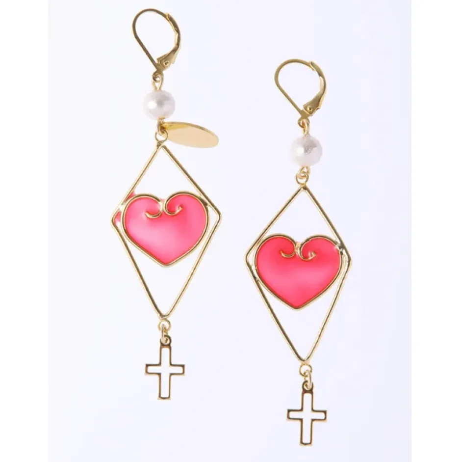 Jewelry & Hair Accessories>Honey Salon Love Cross Earrings