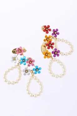 Jewelry & Hair Accessories>Honey Salon Petite Flower Pearl Earrings