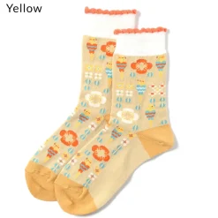 Footwear>KOTORITACHI Short Crew Budgerigar & Flower Socks