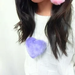 Le cocone Big Heart Fake Fur Necklace New