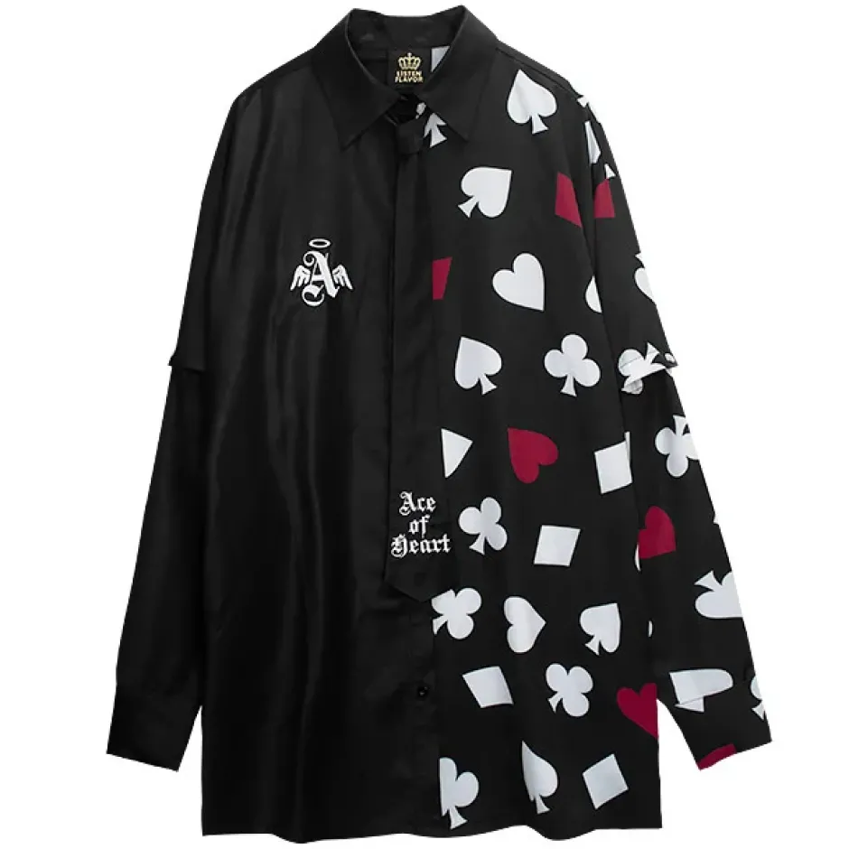 LISTEN FLAVOR Ace of Hearts 2-Way Shirt w/ Necktie Clearance