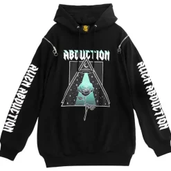 LISTEN FLAVOR Alien Abduction Zippered Shoulder Hoodie Clearance