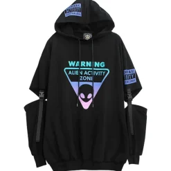 LISTEN FLAVOR Alien Separate Sleeve Belt Hoodie New
