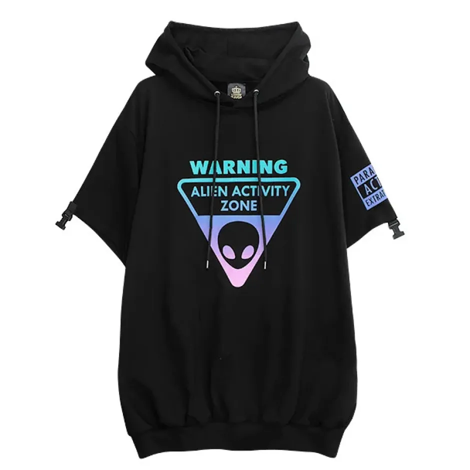 LISTEN FLAVOR Alien Separate Sleeve Belt Hoodie New