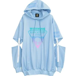 LISTEN FLAVOR Alien Separate Sleeve Belt Hoodie New