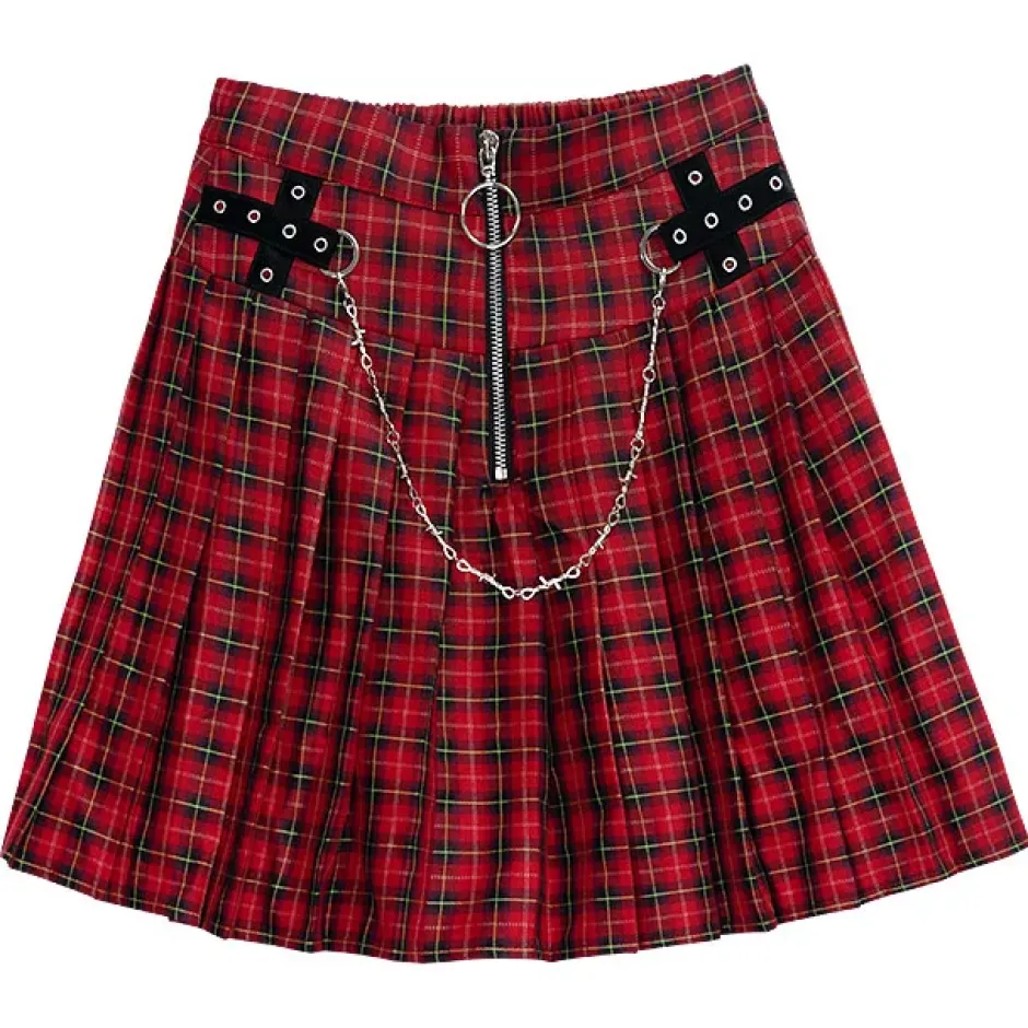 Bottoms>LISTEN FLAVOR Barbed Wire Chain Pleated Skirt