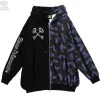 LISTEN FLAVOR Bat Double Zipper Hoodie Clearance