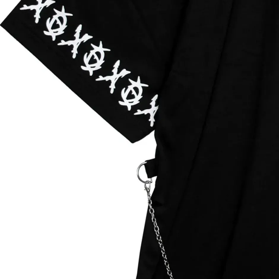 Tops>LISTEN FLAVOR Binding Kiss Hug Big Top with Chain