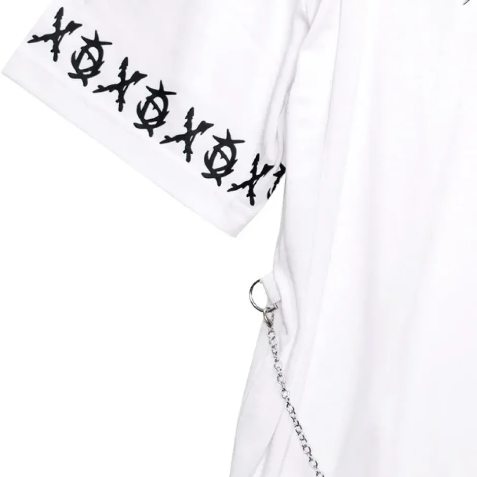 Tops>LISTEN FLAVOR Binding Kiss Hug Big Top with Chain