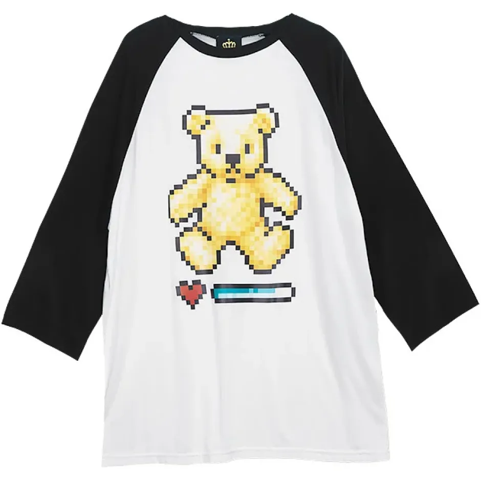 Tops>LISTEN FLAVOR 8-Bit Bear Raglan Top