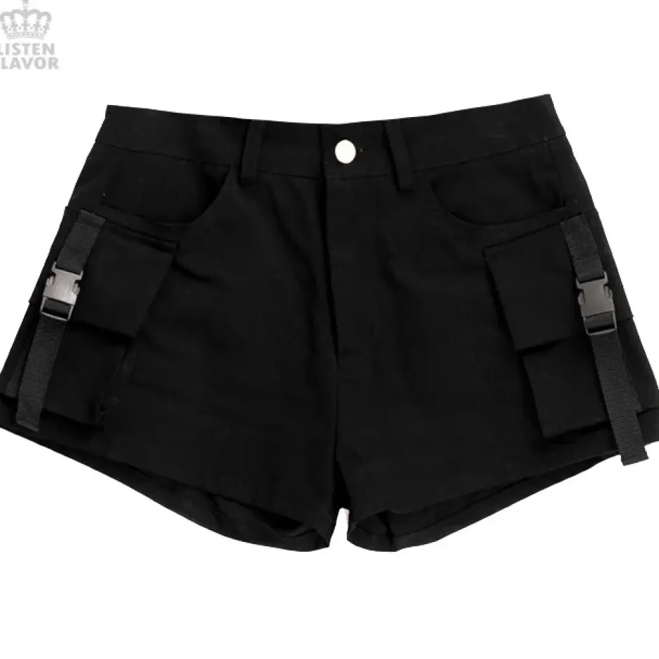 LISTEN FLAVOR Black Cargo Shorts Best