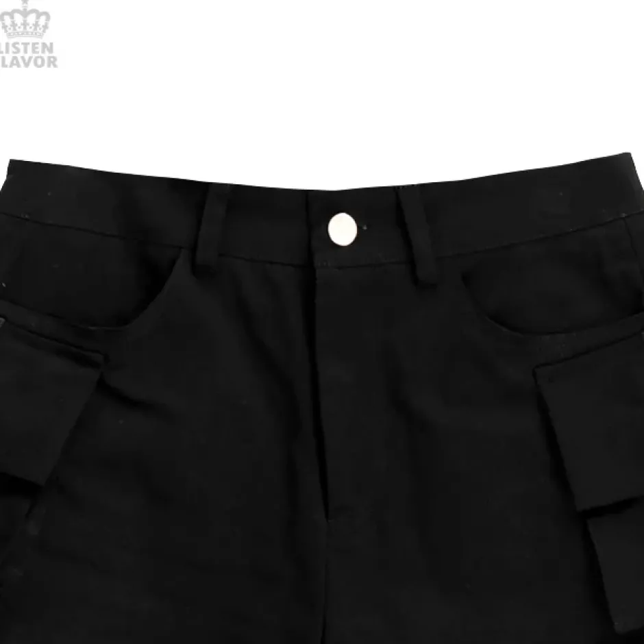 LISTEN FLAVOR Black Cargo Shorts Best