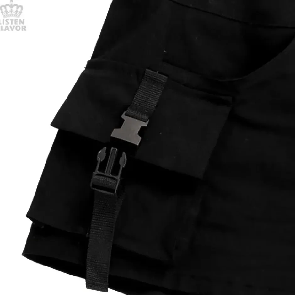 LISTEN FLAVOR Black Cargo Shorts Best