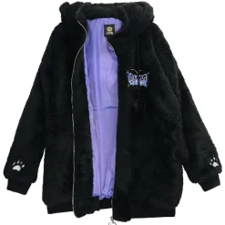 LISTEN FLAVOR Black Cat Ear Cat Paw Boa Blouson Outlet