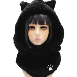 LISTEN FLAVOR Black Cat Ear Cat Paw Boa Neck Warmer Best