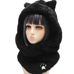 LISTEN FLAVOR Black Cat Ear Cat Paw Boa Neck Warmer Best