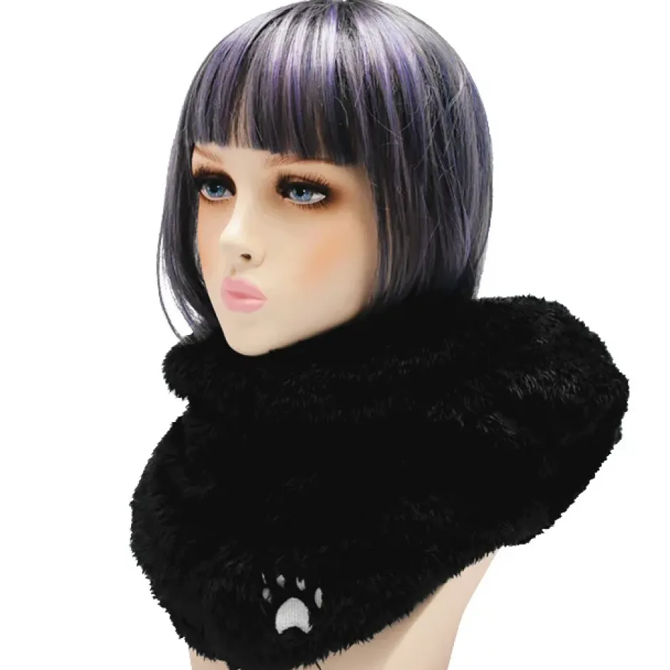 LISTEN FLAVOR Black Cat Ear Cat Paw Boa Neck Warmer Best