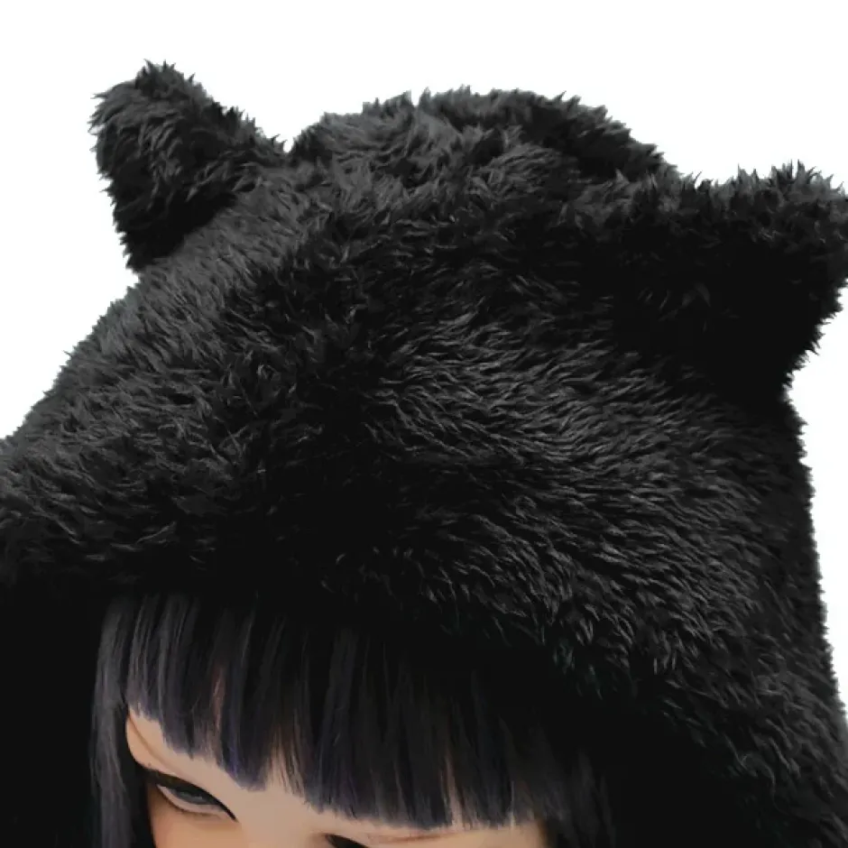 LISTEN FLAVOR Black Cat Ear Cat Paw Boa Neck Warmer Best