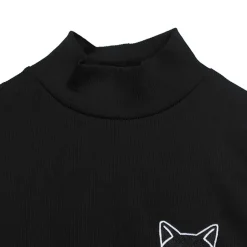 LISTEN FLAVOR Black Cat Studded Ribbed Top Best
