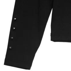 LISTEN FLAVOR Black Cat Studded Ribbed Top Best