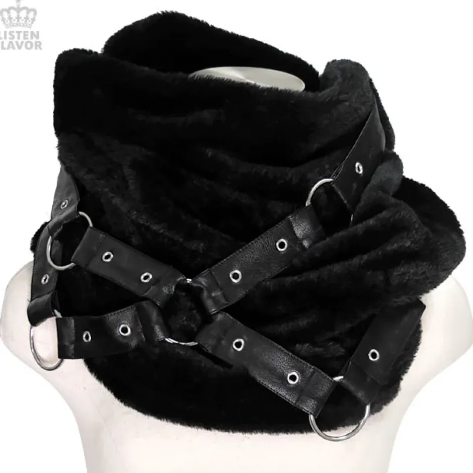 Other Accessories>LISTEN FLAVOR Black Cross Harness Fur Snood