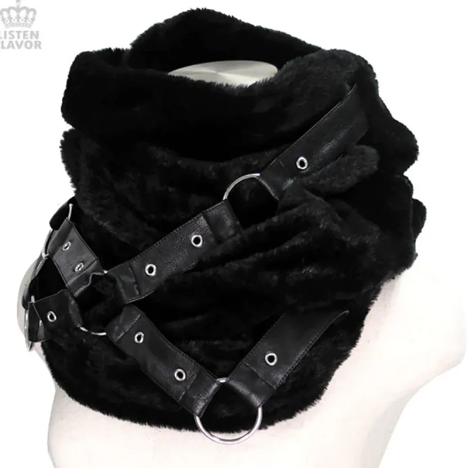 Other Accessories>LISTEN FLAVOR Black Cross Harness Fur Snood