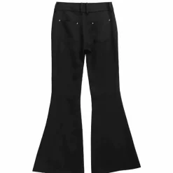 Bottoms>LISTEN FLAVOR Black D-Ring Design Flared Pants