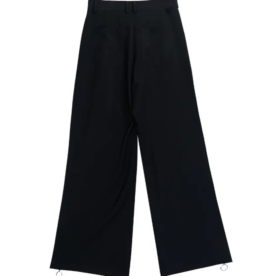 LISTEN FLAVOR Black Fire Embroidered Zip Slit Wide Pants Best