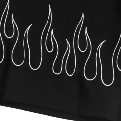 LISTEN FLAVOR Black Fire Embroidered Zip Slit Wide Pants Best