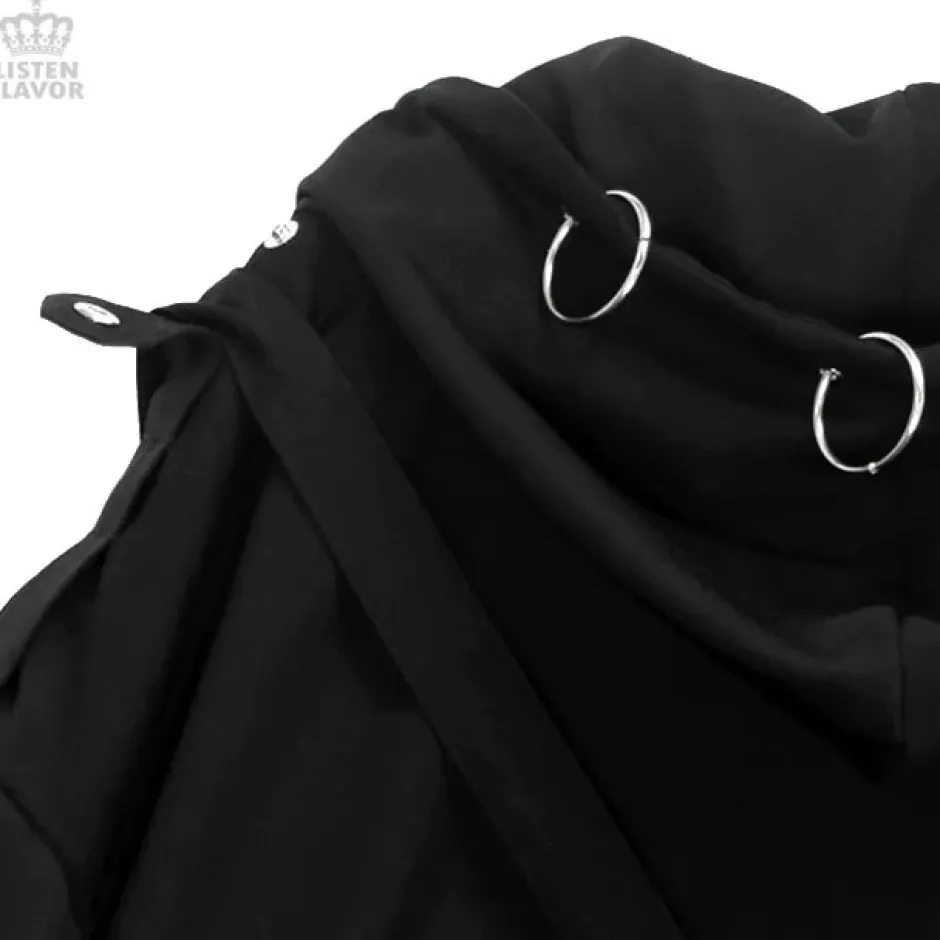 LISTEN FLAVOR Black Parachute Hood Blouson w/ Harness Belt Sale