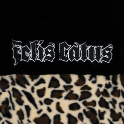 LISTEN FLAVOR Black x Leopard Cat Paw Boa Blouson Clearance