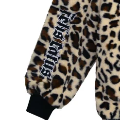 LISTEN FLAVOR Black x Leopard Cat Paw Boa Blouson Clearance