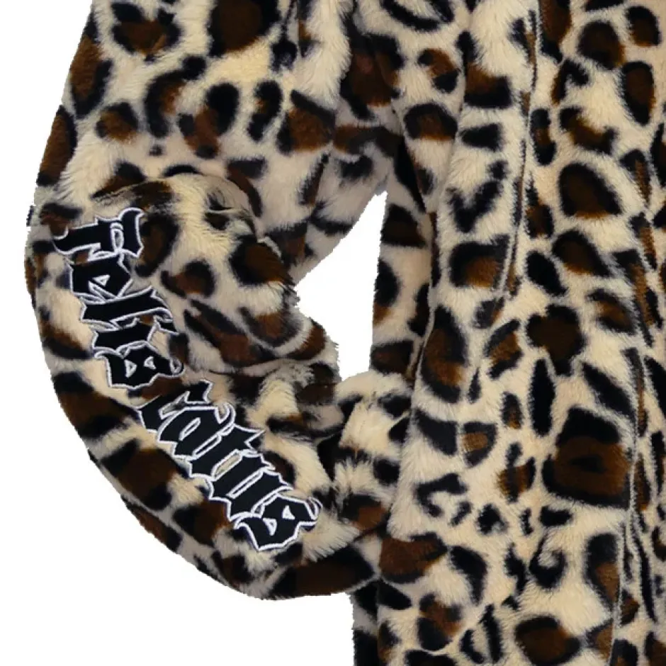 LISTEN FLAVOR Black x Leopard Cat Paw Boa Blouson Clearance