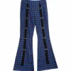Bottoms>LISTEN FLAVOR Blue Check D-Ring Design Flared Pants