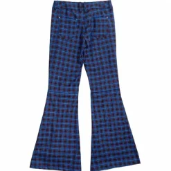 Bottoms>LISTEN FLAVOR Blue Check D-Ring Design Flared Pants