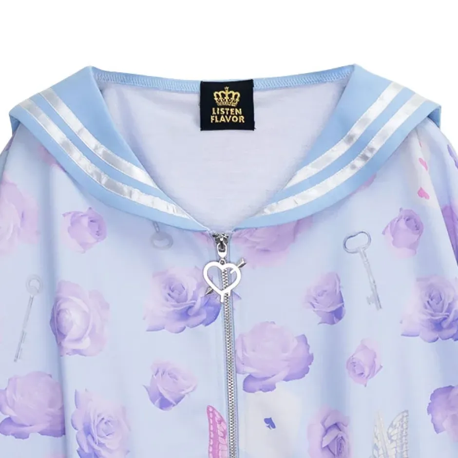 LISTEN FLAVOR Blue Rose Sailor Blouson Discount