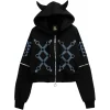 LISTEN FLAVOR Bondage Horn 2-Way Cropped Hoodie Clearance