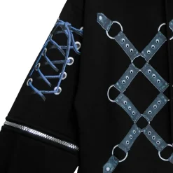 LISTEN FLAVOR Bondage Horn 2-Way Cropped Hoodie Clearance