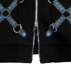 LISTEN FLAVOR Bondage Horn 2-Way Cropped Hoodie Clearance