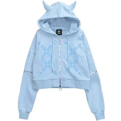 LISTEN FLAVOR Bondage Horn 2-Way Cropped Hoodie Clearance